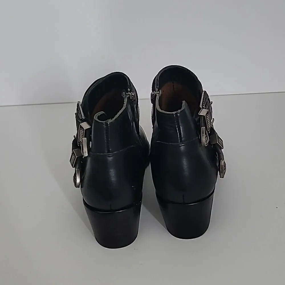 Frye Ray Western Shootie Ankle Boots Black Leather Festival Size 6